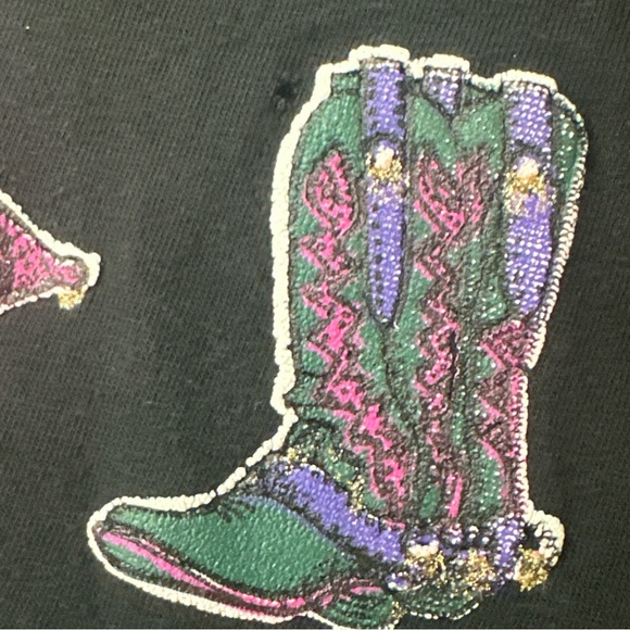 Vintage Western Cowboy Cowgirl Themed T-shirt Puff Purple Pink & Green Design - Picture 3 of 6